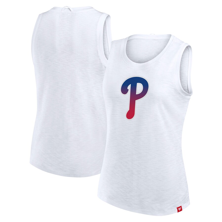 Women's Philadelphia Phillies Fanatics White Activate Slub Tank Top - Puhuasuan
