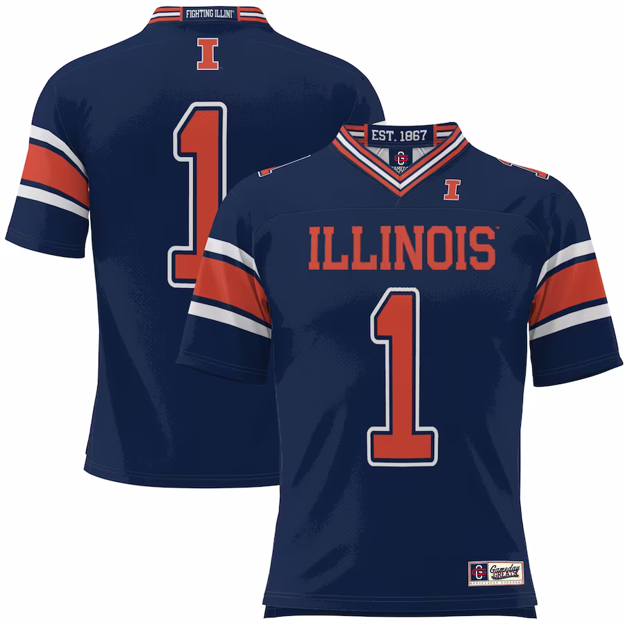 #1 Illinois Fighting Illini GameDay Greats Youth Football Jersey - Navy - Puhuasuan