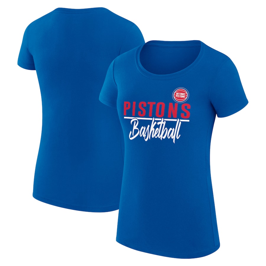 Women's Detroit Pistons G-III 4Her by Carl Banks Blue Team Sport Fitted V-Neck T-Shirt - Puhuasuan