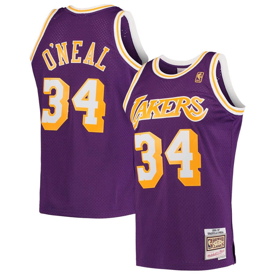 Men's Los Angeles Lakers Shaquille O'Neal Mitchell & Ness Purple Hardwood Classics Swingman Jersey - Puhuasuan
