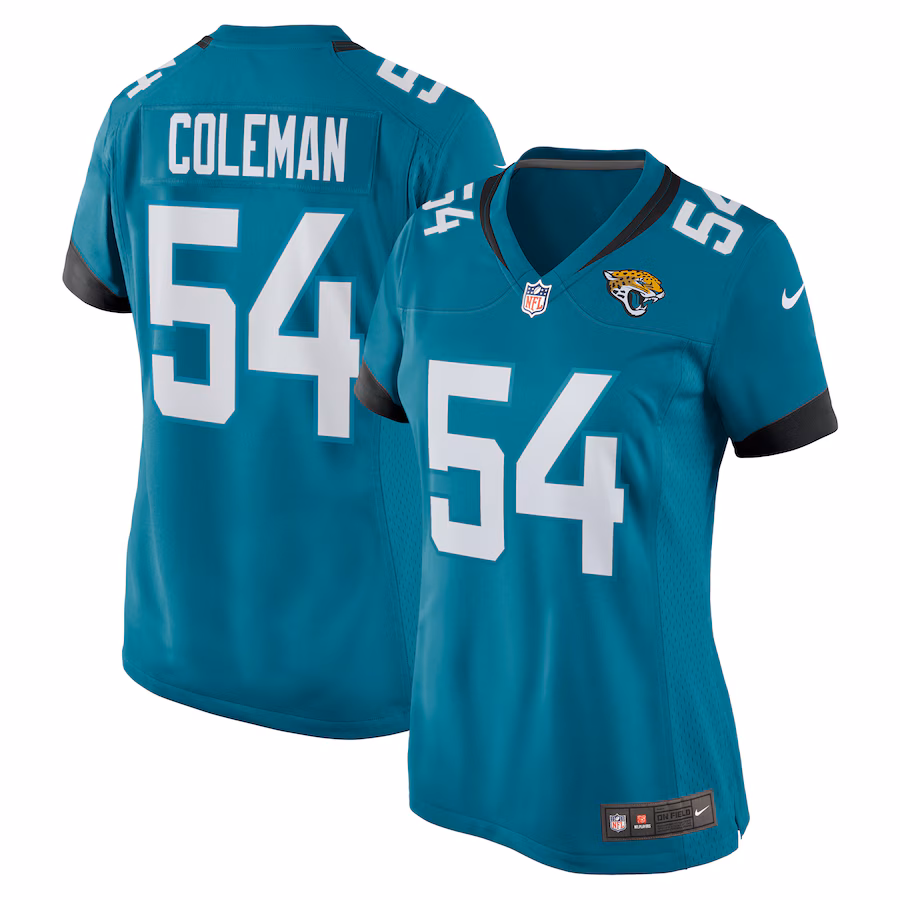 Women's Jacksonville Jaguars DJ Coleman Nike  Teal  Game Jersey - Puhuasuan