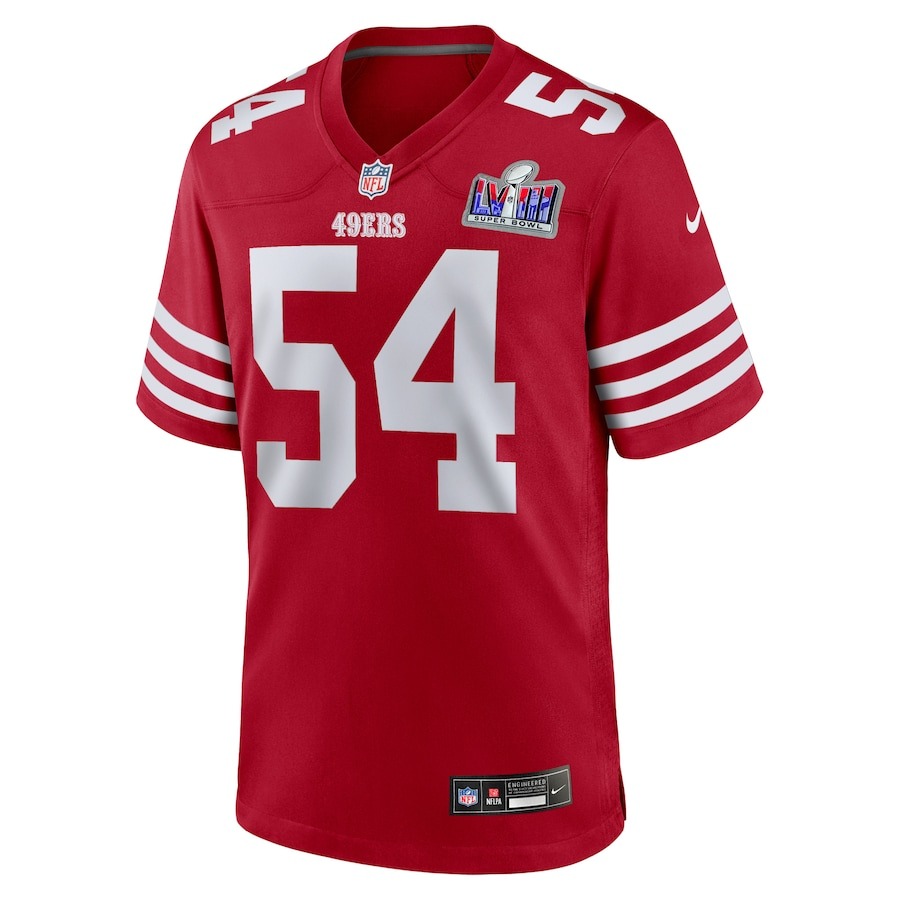 Men's San Francisco 49ers Fred Warner Nike Scarlet Super Bowl LVIII Game Jersey - Puhuasuan