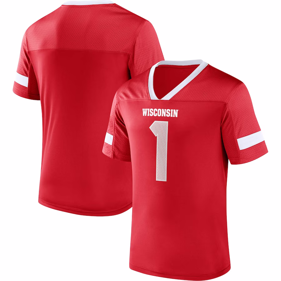 #1 Wisconsin Badgers Fanatics Branded Kickoff Winner Replica Jersey - Red - Puhuasuan