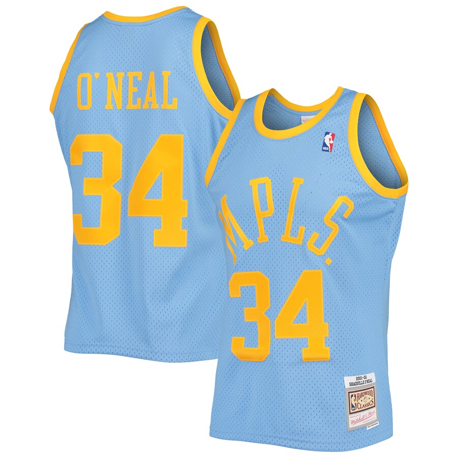 Men's Los Angeles Lakers Shaquille O'Neal Mitchell & Ness Powder Blue 2001/02 Hardwood Classics Swingman Jersey - Puhuasuan