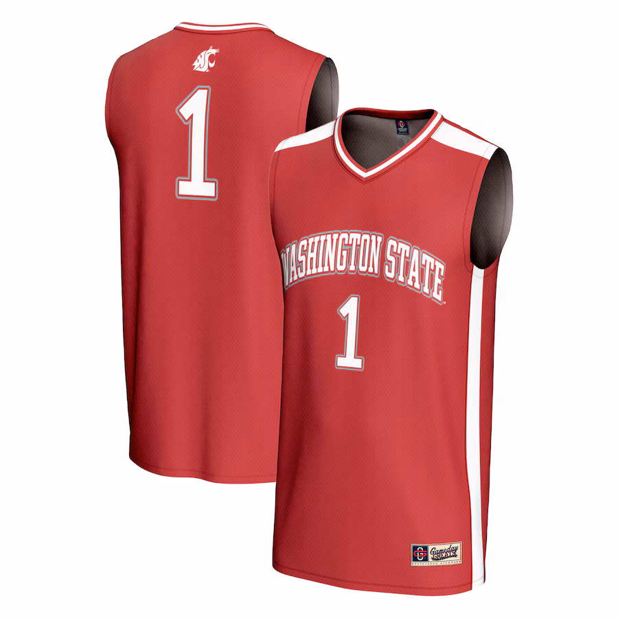 Unisex GameDay Greats #1 Crimson Washington State Cougars Lightweight Collegiate Basketball Fashion Jersey - Puhuasuan