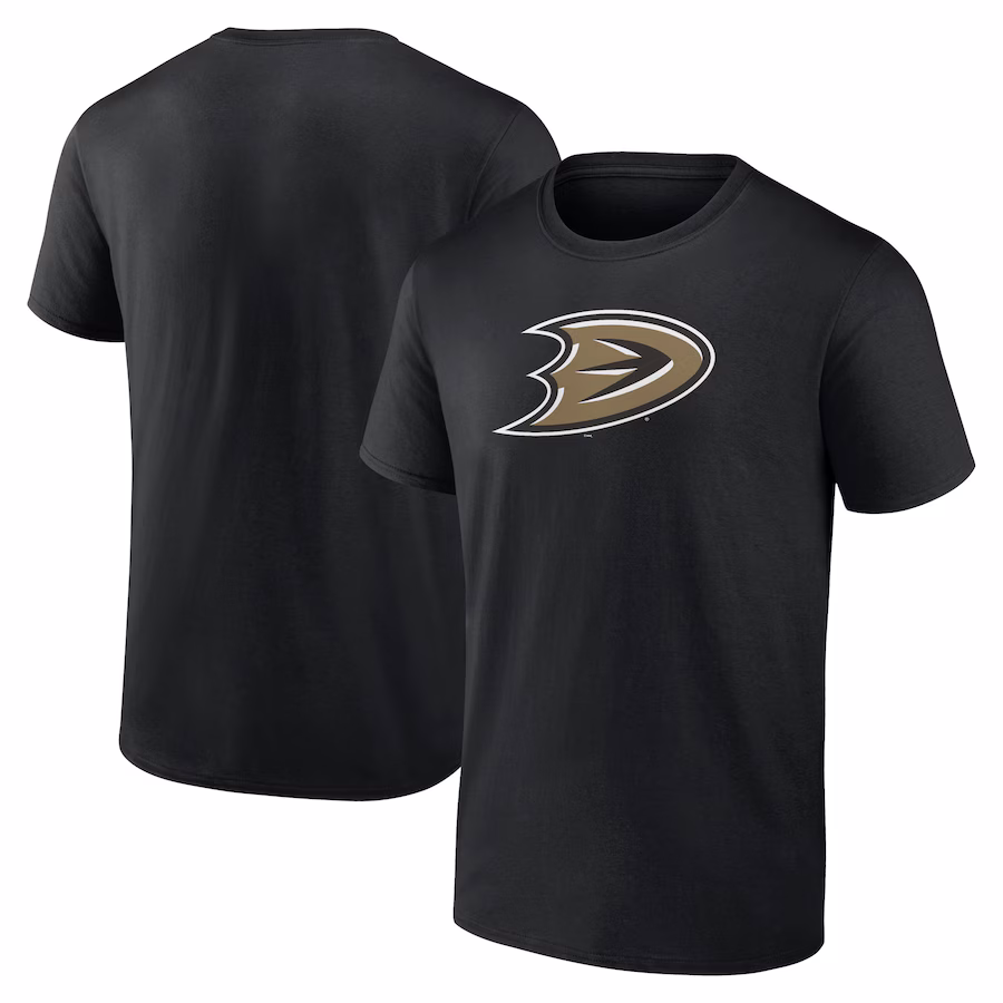 Men's Anaheim Ducks Black Secondary Logo T-Shirt - Puhuasuan