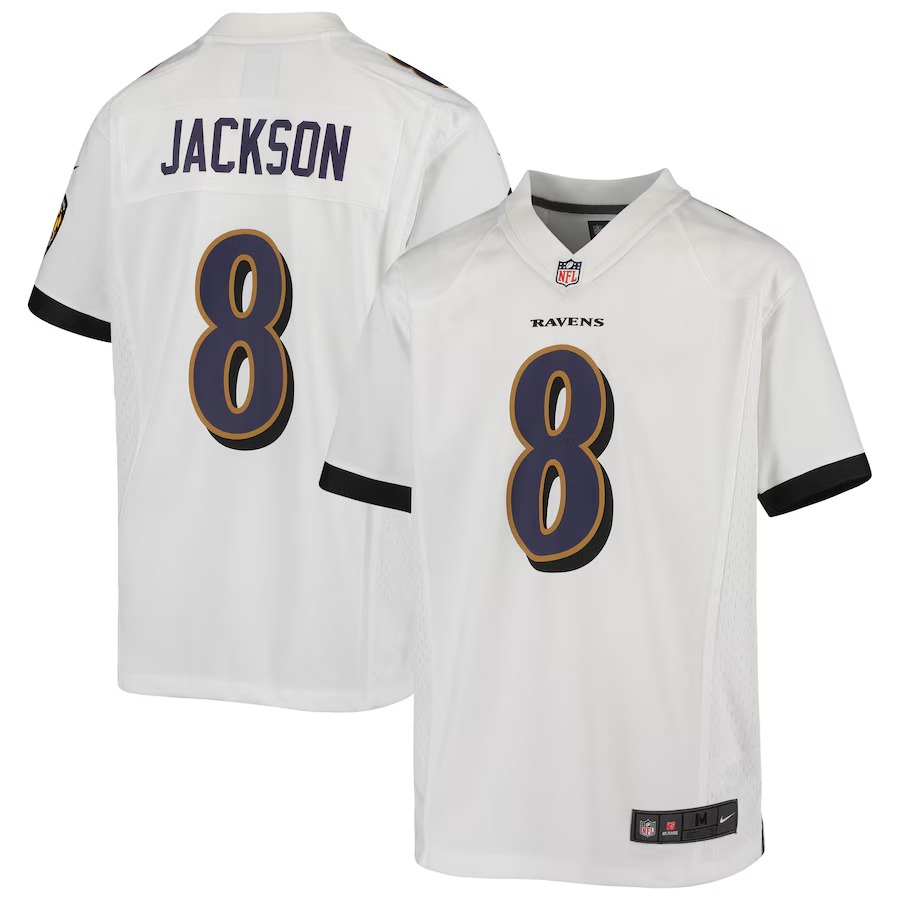 Youth Baltimore Ravens Lamar Jackson Nike White Game Jersey - Puhuasuan