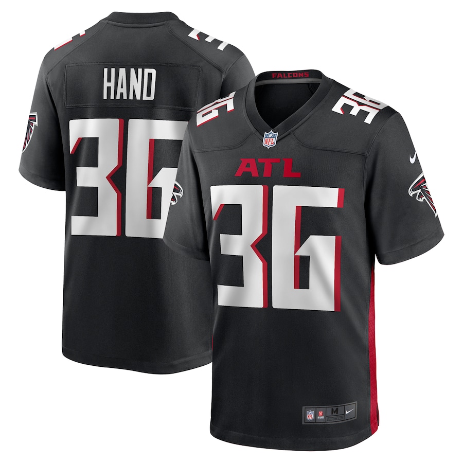 Men's Atlanta Falcons Harrison Hand Nike Black Team Game Jersey - Puhuasuan