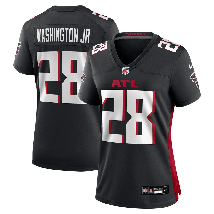Women's Atlanta Falcons Carlos Washington Jr. Nike Black Team Game Jersey - Puhuasuan