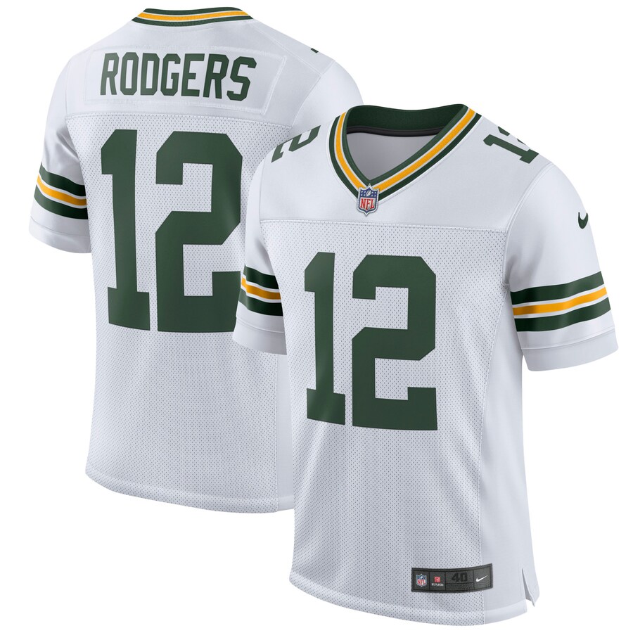 Men's Green Bay Packers Aaron Rodgers Nike White Classic Elite Player Jersey - Puhuasuan