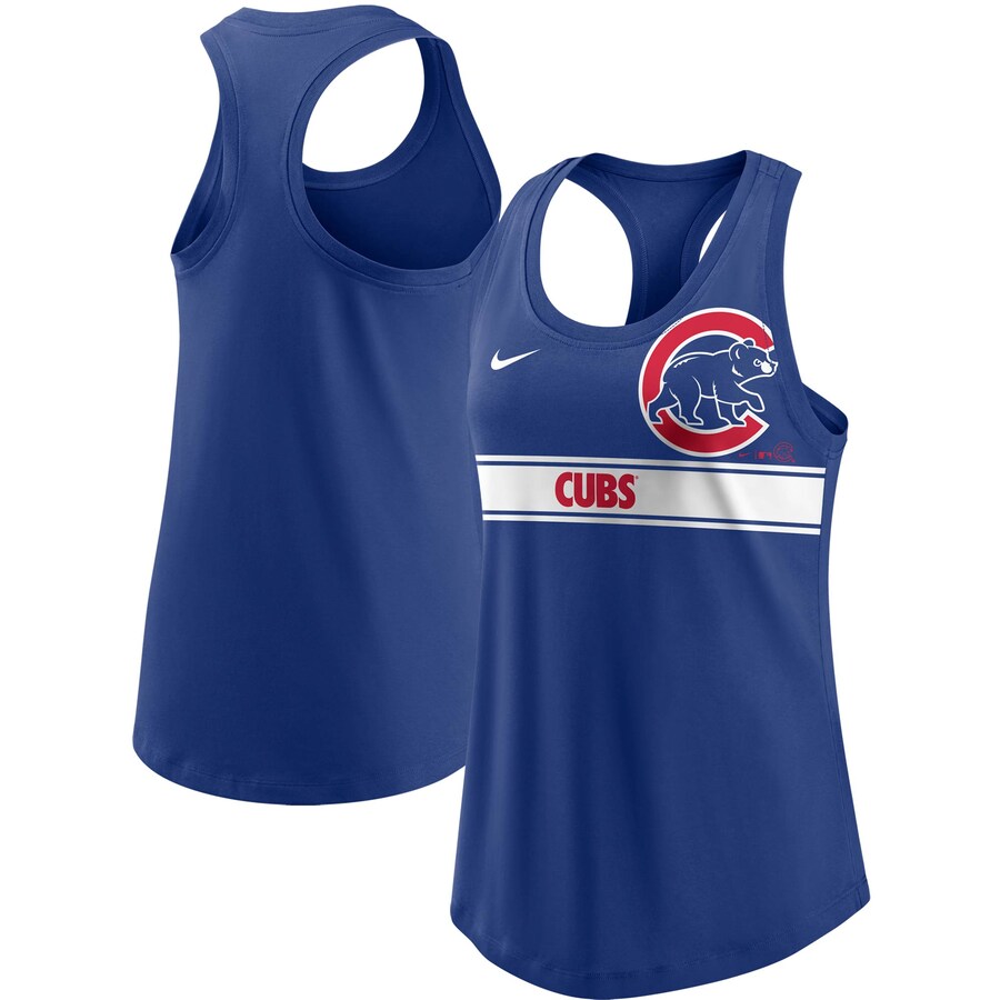 Women's Chicago Cubs Nike Royal Cropped Logo Performance Racerback Tank Top - Puhuasuan