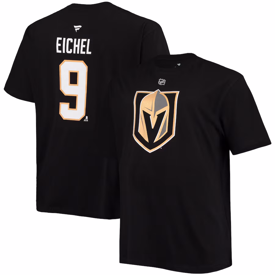 Men's Vegas Golden Knights Jack Eichel Fanatics Black Big & Tall Name & Number T-Shirt - Puhuasuan