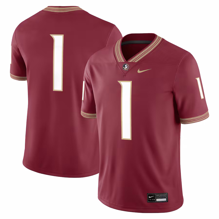 Men's Nike #1 Garnet Florida State Seminoles Game Jersey - Puhuasuan