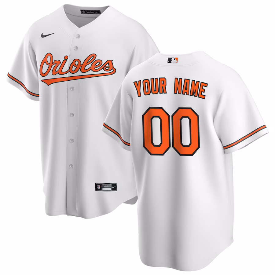 Men's Baltimore Orioles Nike White Home Replica Custom Jersey - Puhuasuan
