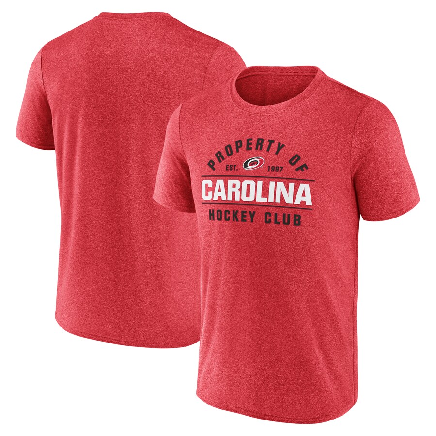 Men's Carolina Hurricanes Fanatics Heather Red Property Of T-Shirt - Puhuasuan