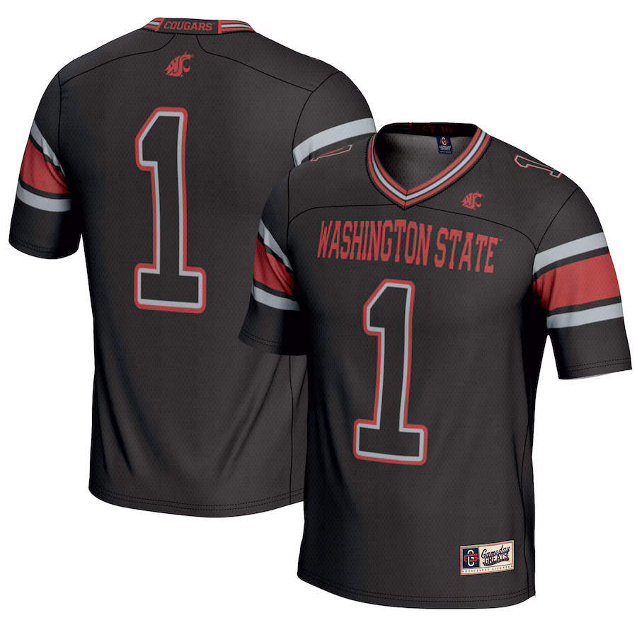 Youth GameDay Greats #1 Black Washington State Cougars Endzone Football Jersey - Puhuasuan