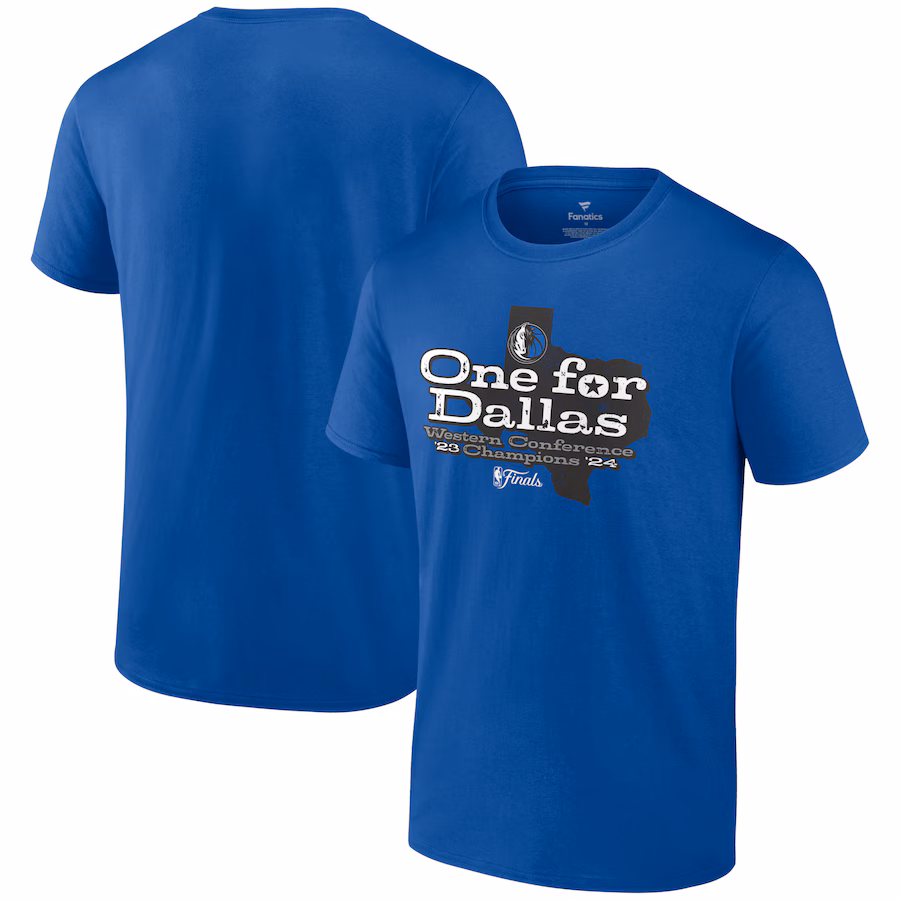 Men's Dallas Mavericks Fanatics Blue 2024 Western Conference Champions Layup Drill T-Shirt - Puhuasuan