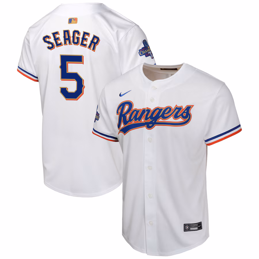 Youth Texas Rangers Corey Seager Nike White 2024 Gold Collection Limited Player Jersey - Puhuasuan