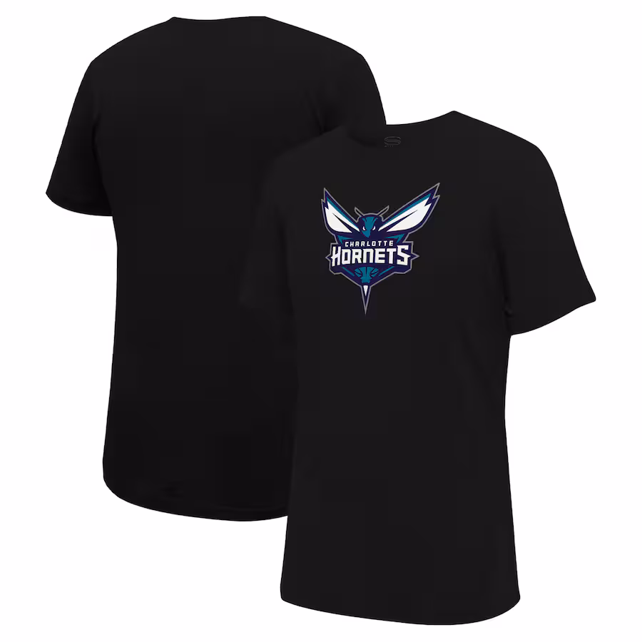 Unisex Charlotte Hornets Stadium Essentials Black Primary Logo T-Shirt - Puhuasuan