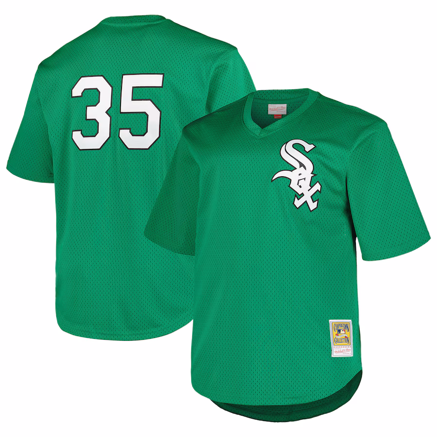 Men's Chicago White Sox Frank Thomas Profile Kelly Green Big & Tall Cooperstown Collection Mesh Batting Practice Jersey - Puhuasuan