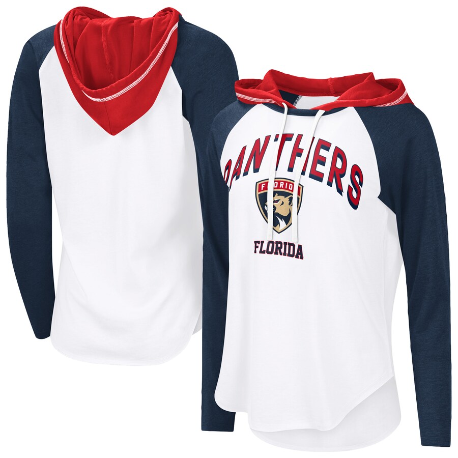 Women's Florida Panthers G-III 4Her by Carl Banks White VIP Raglan Long Sleeve Hoodie T-Shirt - Puhuasuan