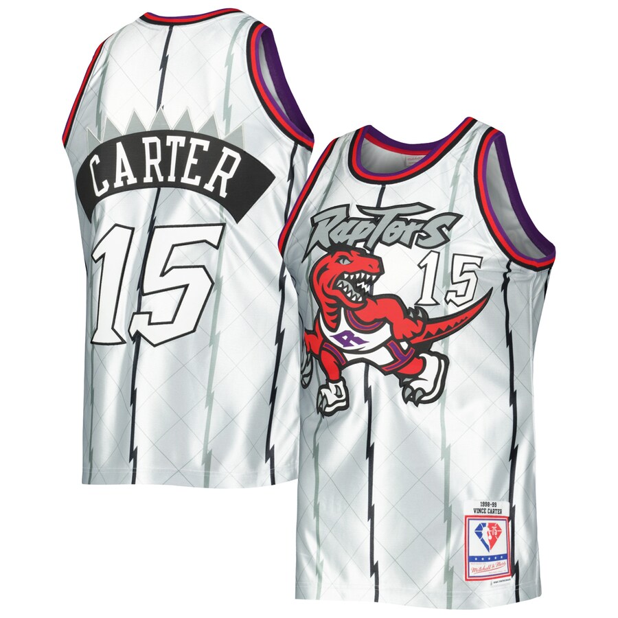 Men's Toronto Raptors Vince Carter Mitchell & Ness Platinum 1998/99 Hardwood Classics 75th Anniversary Swingman Jersey - Puhuasuan
