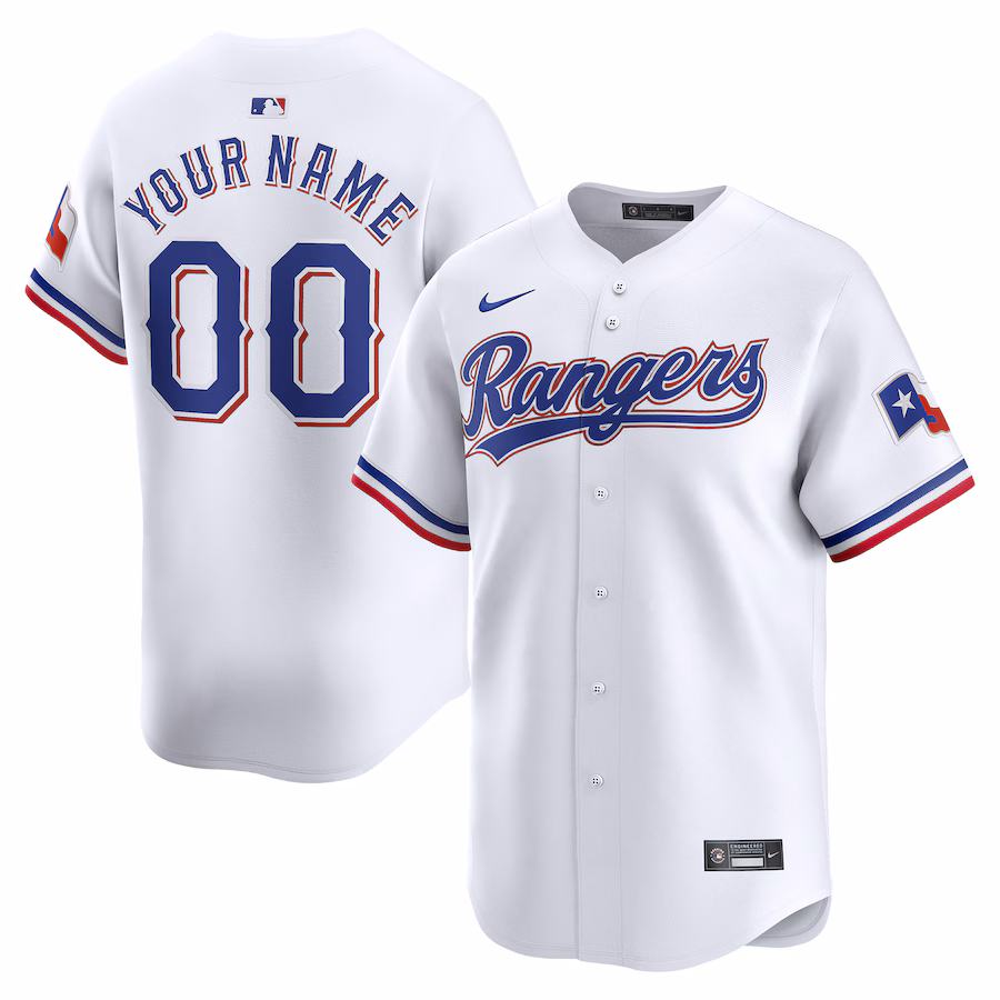 Men's Texas Rangers Nike White Home Limited Custom Jersey - Puhuasuan