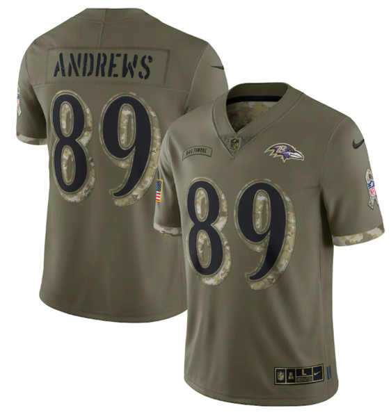 Men's Baltimore Ravens #89 Mark Andrews 2022 Olive Salute To Service Limited Stitched Jersey - Puhuasuan