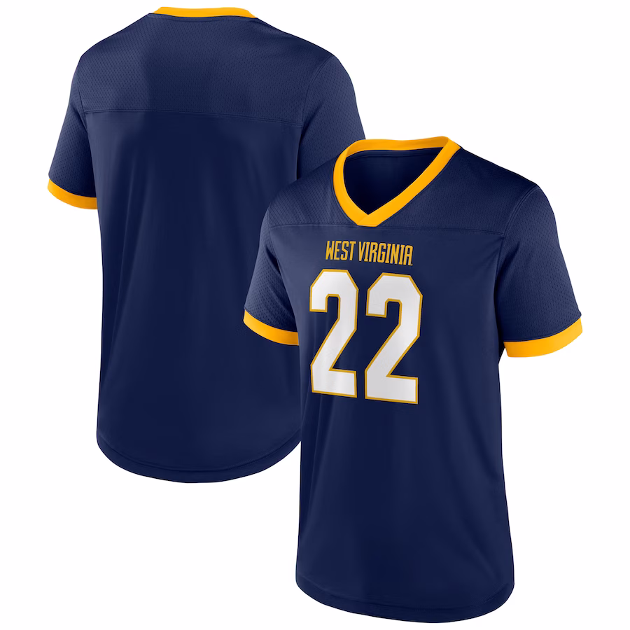 Men's Navy West Virginia Mountaineers The Cut Football Jersey - Puhuasuan