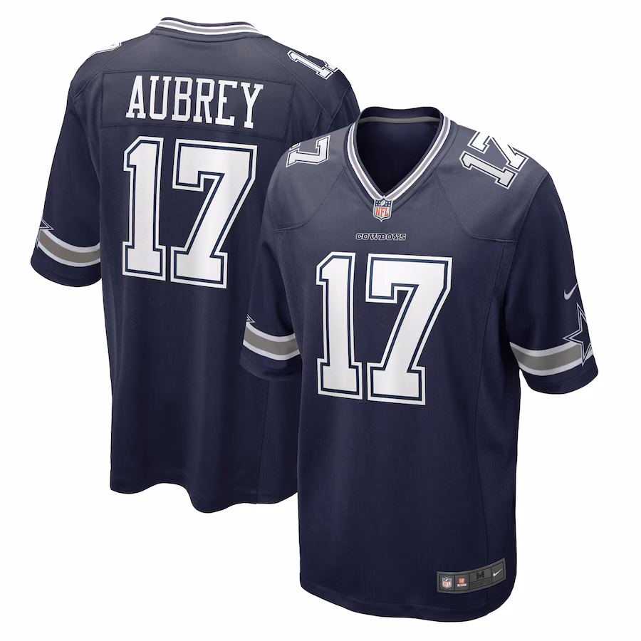 Men's Dallas Cowboys Brandon Aubrey Nike Navy Team Game Jersey - Puhuasuan