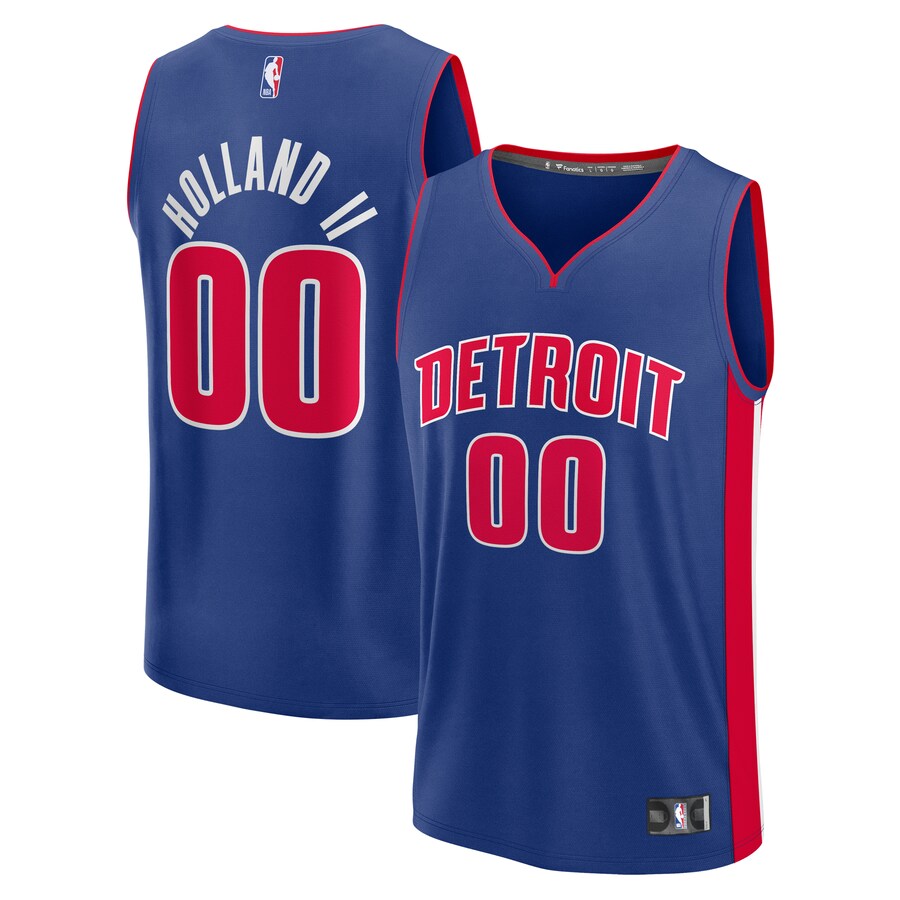 Men's Detroit Pistons Ron Holland II Fanatics Blue Fast Break Replica Player Jersey - Icon Edition - Puhuasuan