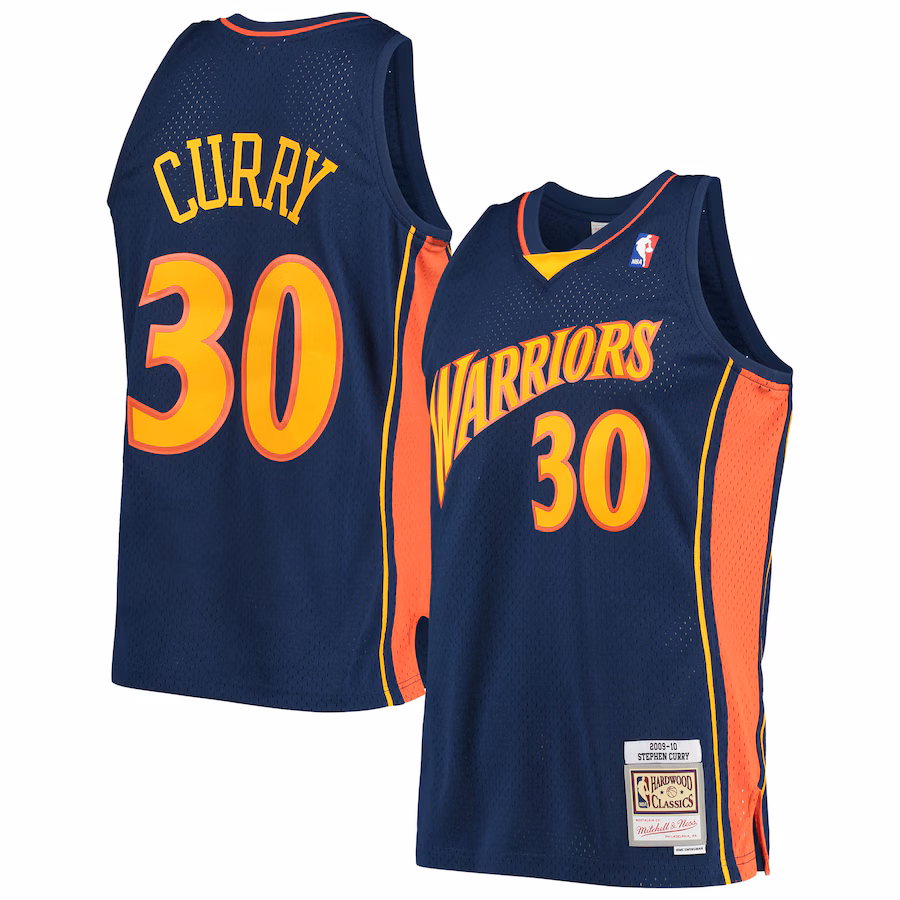 Men's Golden State Warriors Stephen Curry Mitchell & Ness Navy Hardwood Classics Swingman Jersey - Puhuasuan