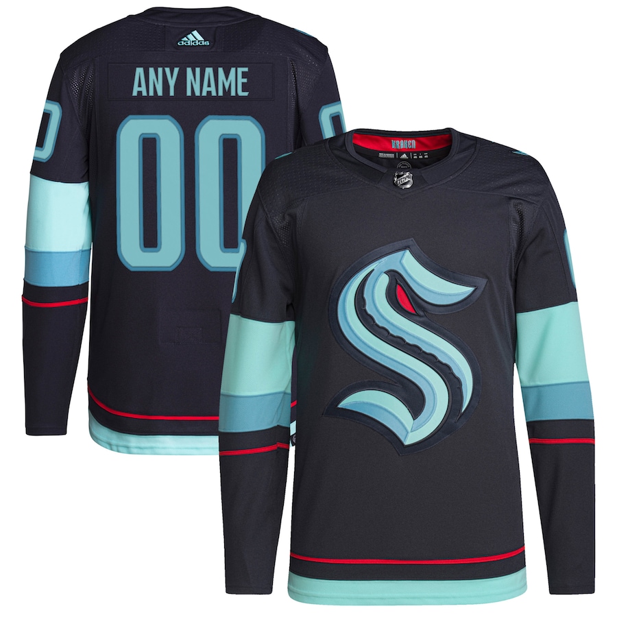 Men's Seattle Kraken adidas Navy Home Primegreen Authentic Custom Jersey - Puhuasuan