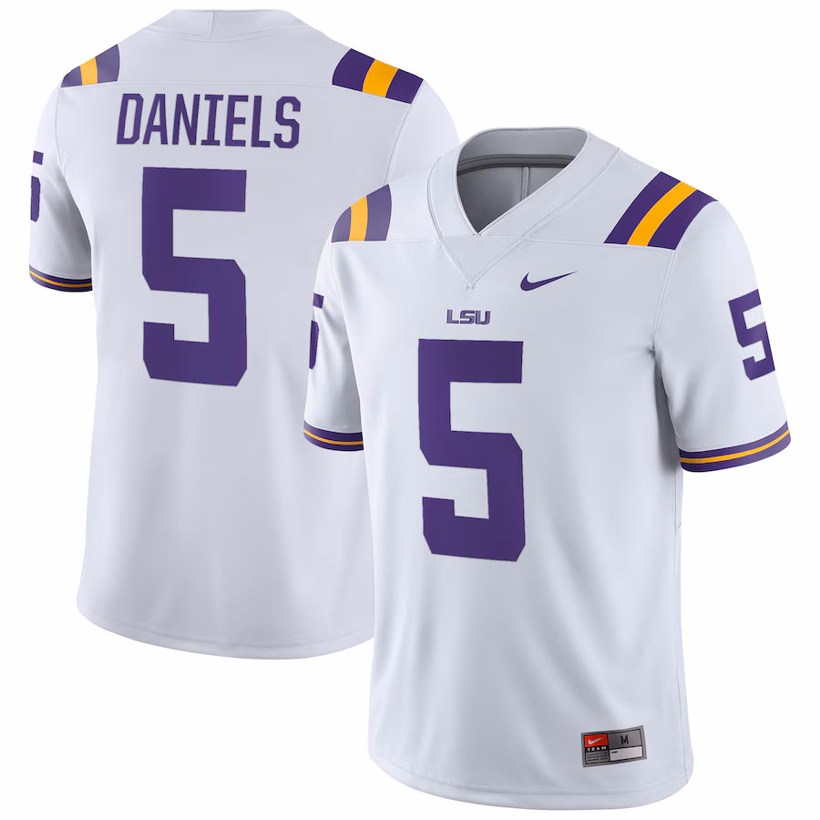 Jayden Daniels LSU Tigers Nike Alumni Player Game Jersey - White - Puhuasuan