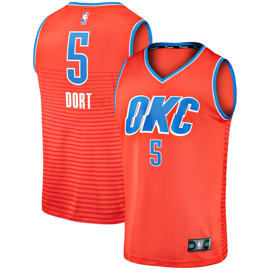 Men's Oklahoma City Thunder Luguentz Dort Fanatics Orange Fast Break Replica Player Jersey - Statement Edition - Puhuasuan