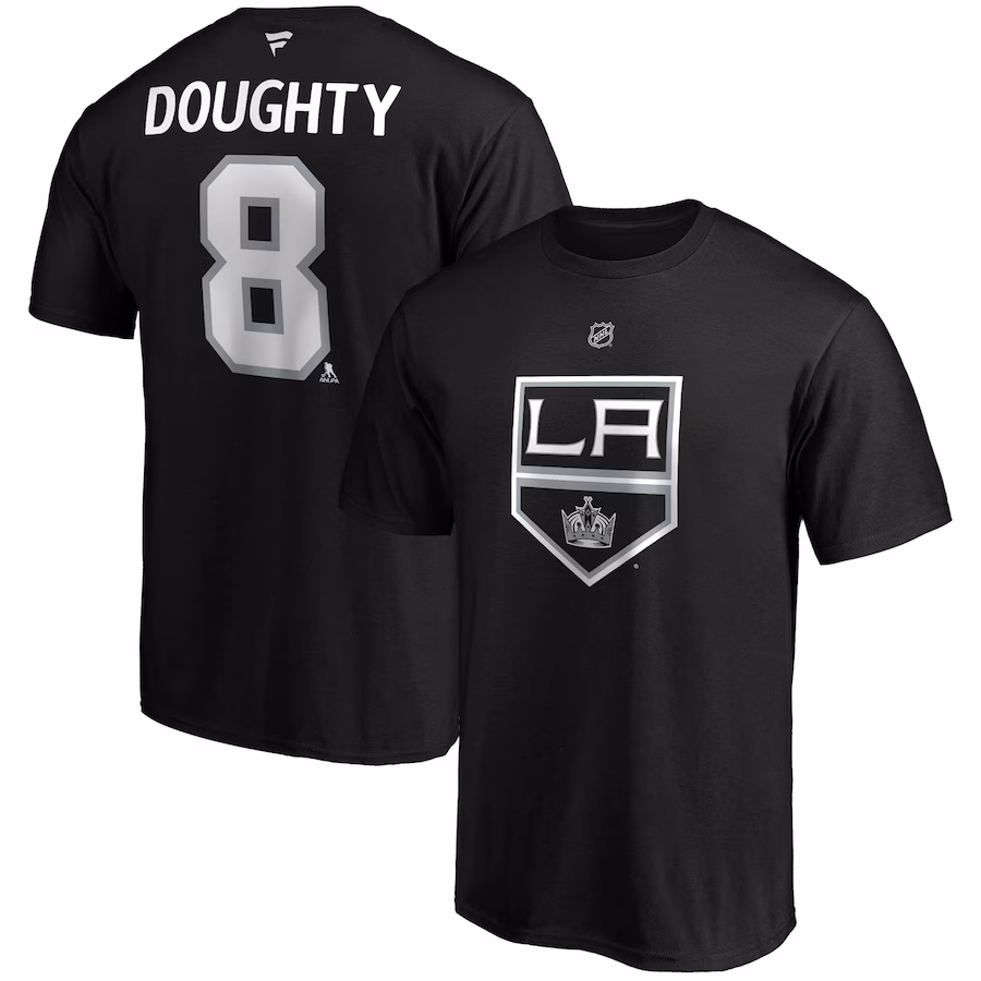 Men's Los Angeles Kings Drew Doughty Fanatics Black Authentic Stack Name & Number Team T-Shirt - Puhuasuan