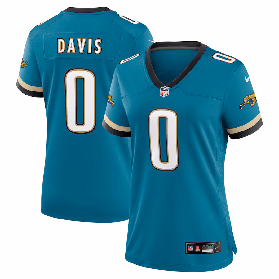 Women's Jacksonville Jaguars Gabe Davis Nike Teal Prowler Throwback Game Jersey - Puhuasuan