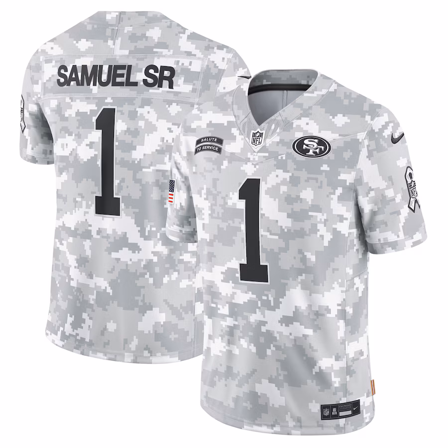 Men's San Francisco 49ers Deebo Samuel Sr Nike Arctic Camo 2024 Salute to Service Limited Jersey - Puhuasuan