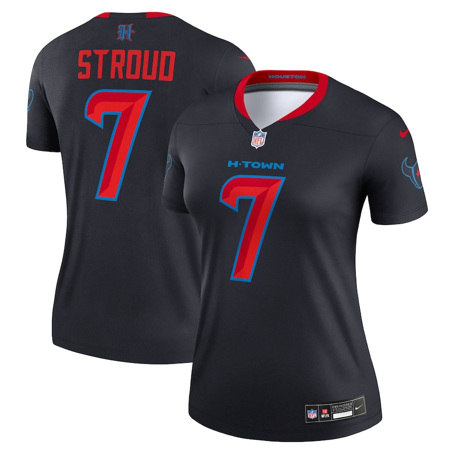 Women's Houston Texans C.J. Stroud Nike Navy Alternate Legend Player Performance Top - Puhuasuan