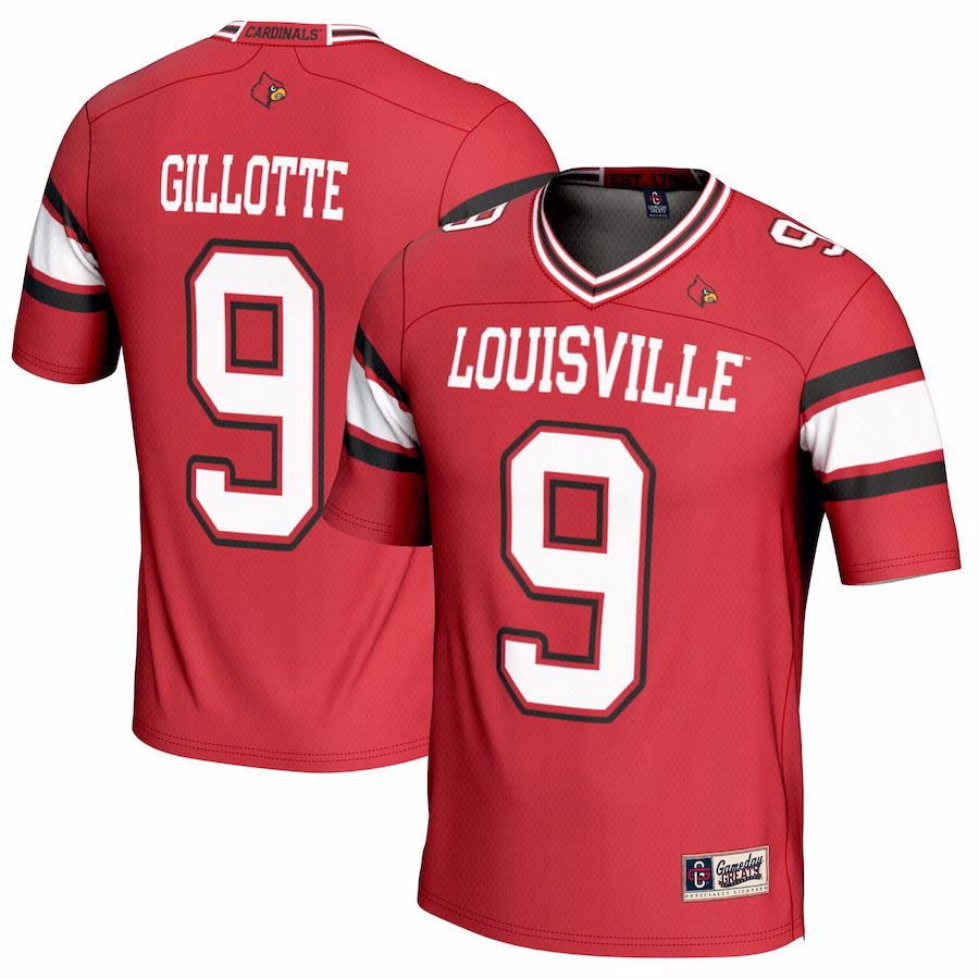 Ashton Gillotte Louisville Cardinals GameDay Greats Youth NIL Player Football Jersey - Red - Puhuasuan