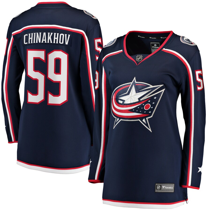 Women's Columbus Blue Jackets Yegor Chinakhov Fanatics Branded Navy Home Breakaway Player Jersey - Puhuasuan