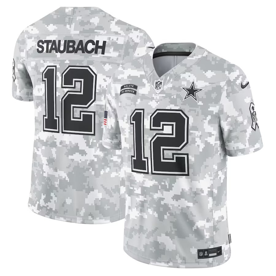 Men's Dallas Cowboys Roger Staubach Nike Arctic Camo 2024 Salute to Service Retired Player Limited Jersey - Puhuasuan