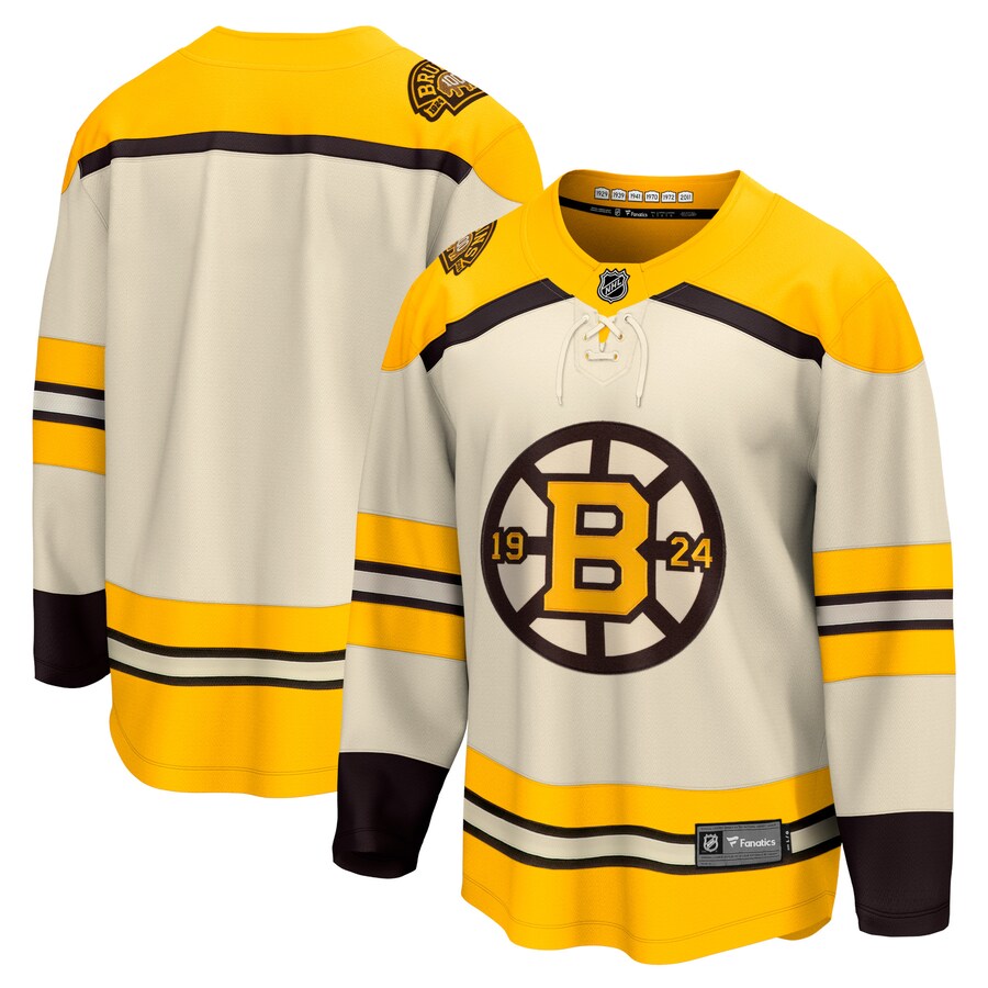 Men's Boston Bruins Fanatics Cream 100th Anniversary Premier Breakaway Jersey - Puhuasuan