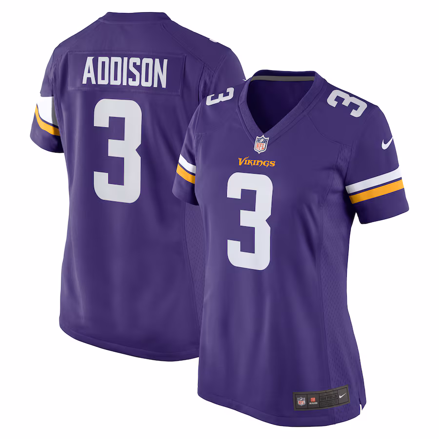 Women's Minnesota Vikings Jordan Addison Nike  Purple Team Game Jersey - Puhuasuan