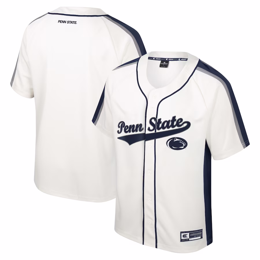Penn State Nittany Lions Colosseum Ruth Button-Up Baseball Jersey - Cream - Puhuasuan