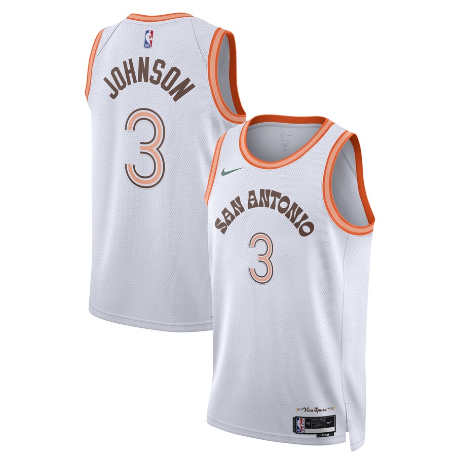 Unisex San Antonio Spurs Keldon Johnson Nike White 2023/24 Swingman Jersey - City Edition - Puhuasuan