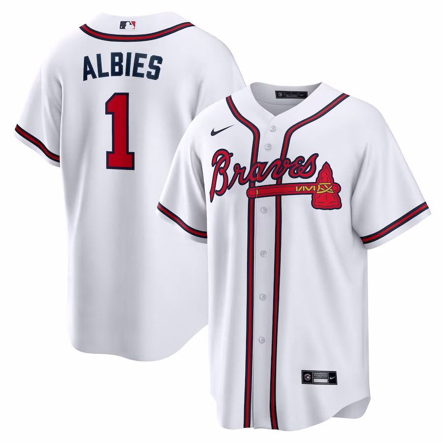 Men's Atlanta Braves Ozzie Albies Nike White Home Replica Player Name Jersey - Puhuasuan