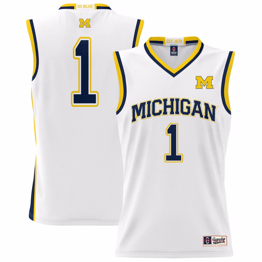 #1 Michigan Wolverines GameDay Greats Unisex Lightweight Basketball Jersey - White - Puhuasuan