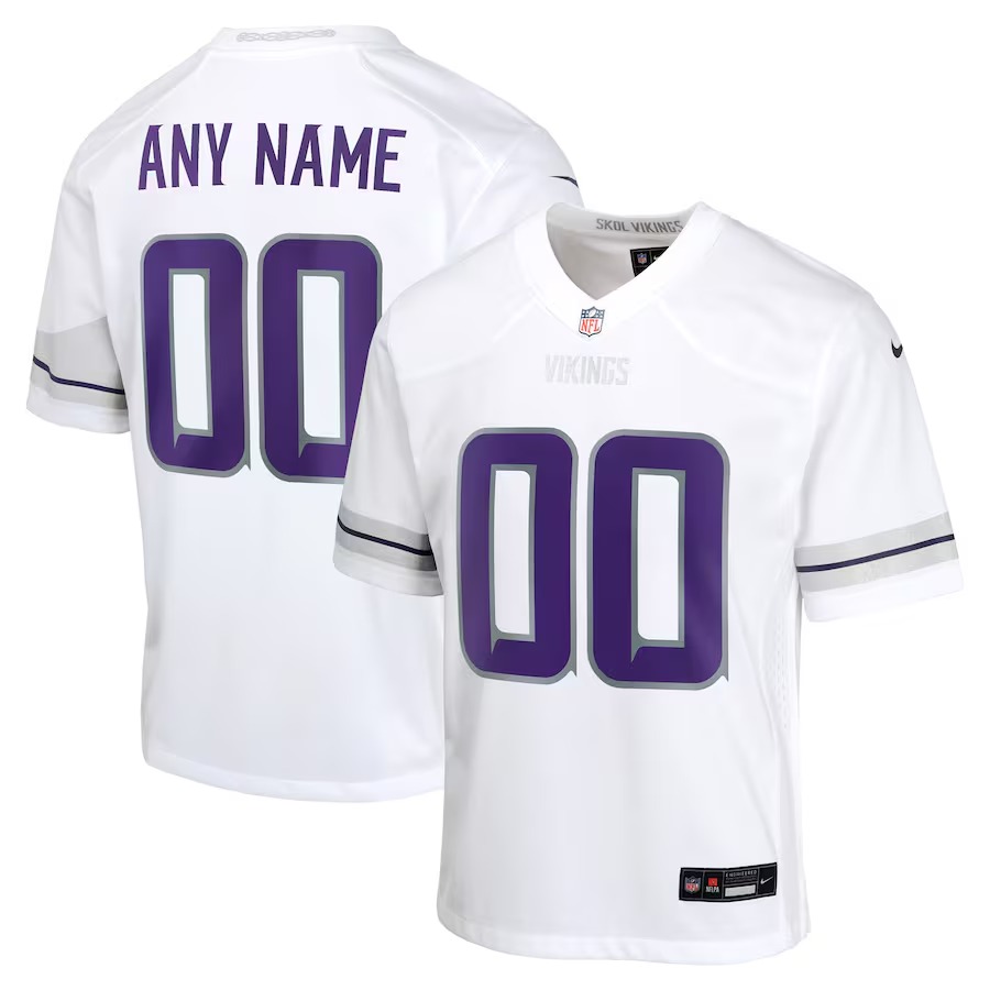 Youth Minnesota Vikings Nike White Alternate Custom Game Jersey - Puhuasuan