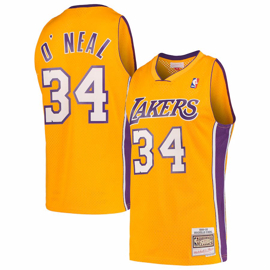 Men's Los Angeles Lakers Shaquille O'Neal Mitchell & Ness Gold Hardwood Classics Swingman Jersey - Puhuasuan